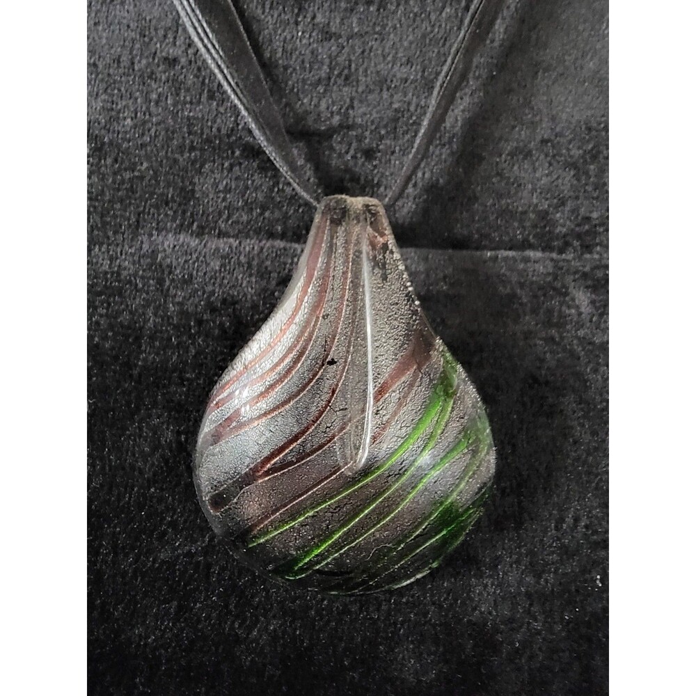 Pendant Necklace With Black Ribbon And Rope Chain